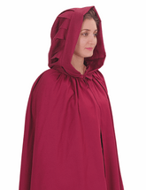 DINA Cotton Burgundy Hooded Cloak – Medieval Viking Timeless Elegance and Practicality